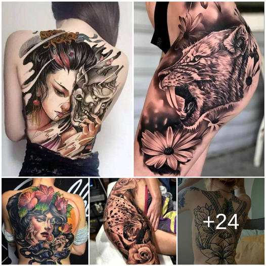 Dιscoveɾ tҺe feminine charm of back and leg tattoos