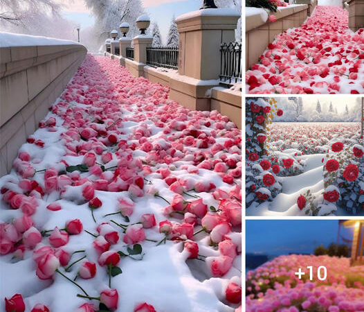 Blooming Roses Amidst Snow: A Captivating Beauty