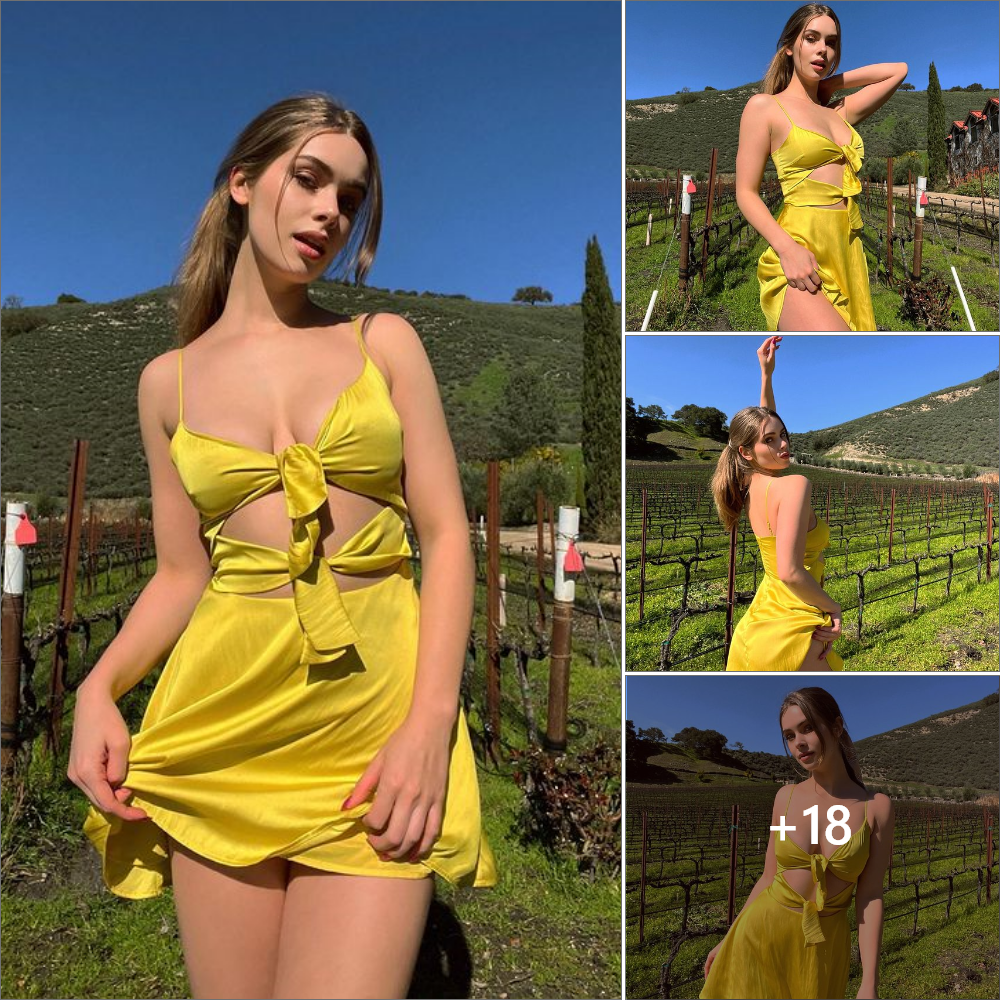 British angel Brandy G shows off her cute and sweet look in a yellow halter dress