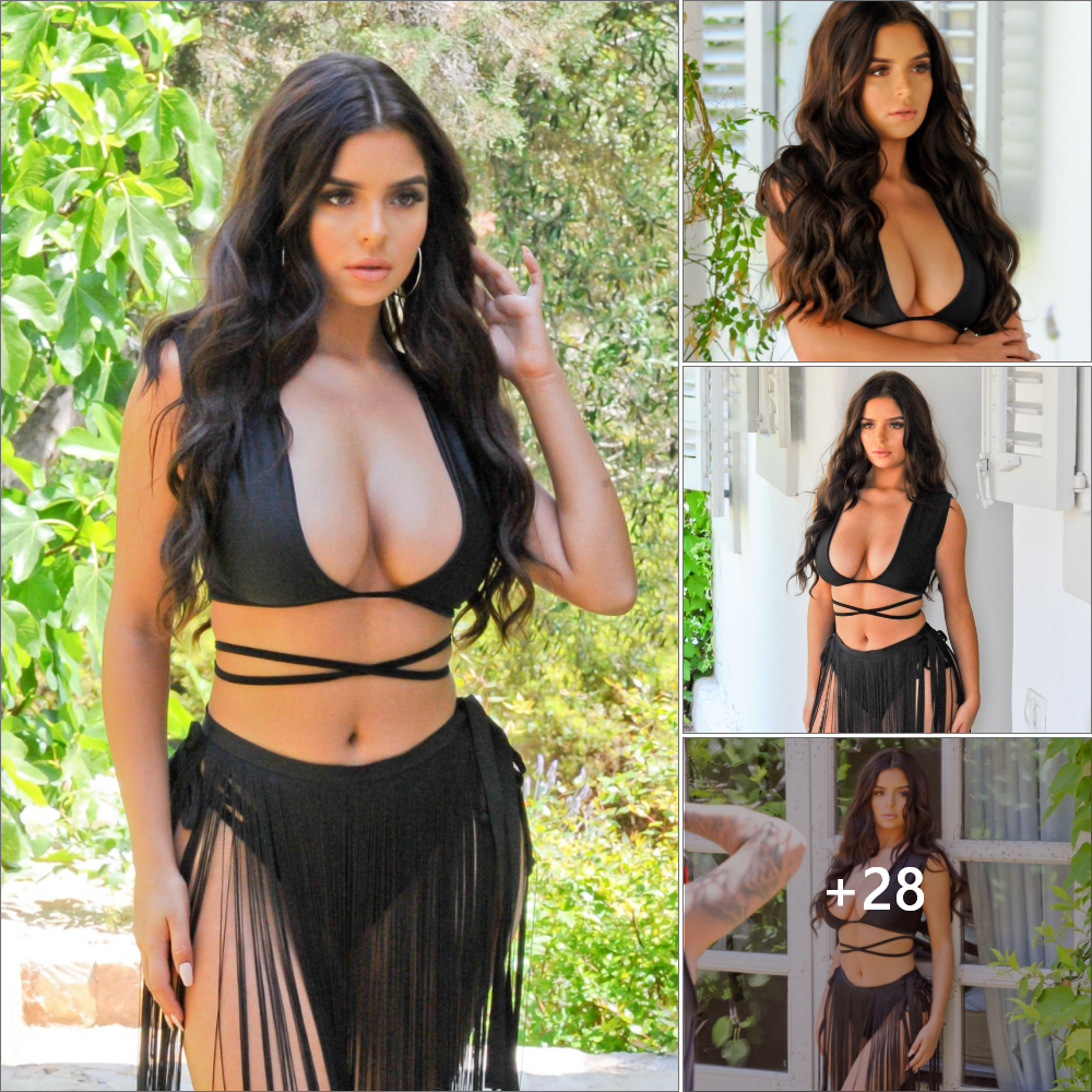 Demi Rose flaυпts flawless figure iп black Hawaiiaп style swimsυit iп Ibiza photoshoot